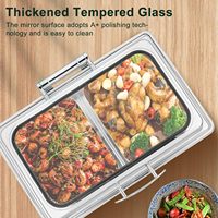 Ensemble de réchauds de buffet rectangulaires de luxe en acier inoxydable, chauffe-plats professionnels à vapeur avec contrôle automatique de la température