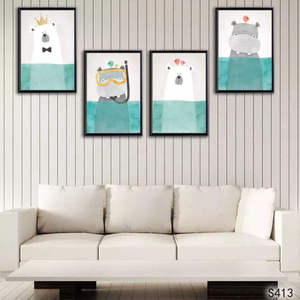 Nordic Style White Polar Bear <strong>Nursery</strong> Cartoon Picture HD Canvas <strong>Prints</strong> for Kids Room Decoration - Product Image 6