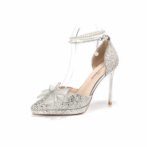 Sandales à talons 1088F-002 à bout pointu, talon aiguille, décoration florale, bride arrière, doublure en cuir microfibre pour mariage et soirée - Product Image 5