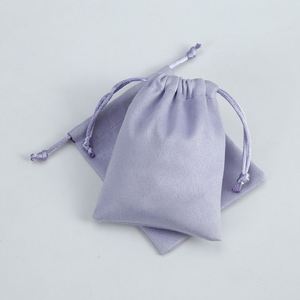 New Design Flannel <b>Drawstring</b> <b>Pouch</b> Factory Stock Custom Logo Printed for Lipstick Jewelry Cosmetic Storage Bag pink Bag - Product Image 2