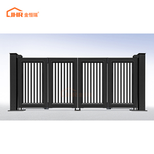 Thiết Kế Hiện Đại Nhôm Gấp Cổng 2M Tự Động Bên Ngoài Trượt Trượt Hàng Rào Bảng Điều Chỉnh Tre Gỗ Khung Vườn An Ninh 3D Mô Hình - Product Image 2