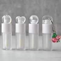 Tube à lèvres vide transparent en ABS avec capuchon à vis, grand applicateur en forme de cœur, personnalisable, impression numérique, accessoire, conteneur à chaîne