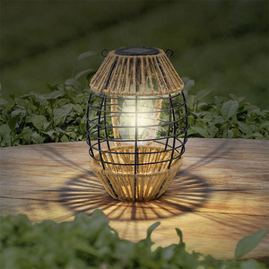 Linterna grande solar para exteriores, impermeable, colgante, jardín, luces decorativas de metal, lámpara de mesa LED - Product Image 6
