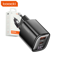 Cargador de Viaje Toocki de 33W con Doble Puerto GaN, USB A+USB C, Enchufe de Carga Rápida Doble con Pantalla Digital