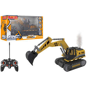 Excavatrice radiocommandée 27 MHz avec lumières, sons et fumée - Product Image 1