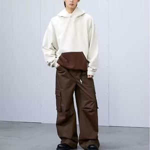 Sudadera con capucha de gran tamaño personalizada costura sudaderas con capucha en blanco para hombres gota hombro liso Sudadera con capucha - Product Image 4