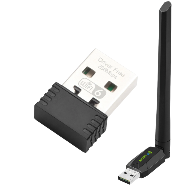USB WiFi 6 AX286 Adapter for Desktop PC 300Mbps Free Windows 7/10/11 2.4GHz 802.11ax Wireless Network Card with Stock Driver