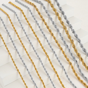Collar de Cadena de Cuerda Trenzada de Acero Inoxidable de 40-60 cm, Chapado en Oro y Plata para Hombre y Mujer - Product Image 1