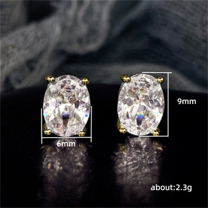 Golden 18K Solid Gold Oval Cut Diamond <b>Stud</b> <b>Earrings</b> For Women Wedding Classic Claw Setting <b>Fine</b> Jewelry - Product Image 6