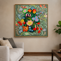 Peinture Murale Florale en Porcelaine 3D en Relief Effet Cristal, Style Botanique Vintage, Couleurs Intenses, Forme Carrée, Décoration de Salon et Maison - Meilleures Ventes