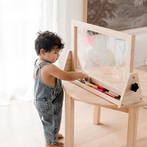 Caballete de mesa de juguete de dibujo Montessori educativo 4 en 1 con tablero de garabatos <span class=keywords><strong>transparente</strong></span>, tablero de juguete de pizarra - Product Image 1