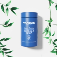 Bouteille cylindrique en verre bleu violet, flacons de suppléments, flacons rechargeables pour comprimés de calcium, boîte de présentation, pot à pilules en verre en gros
