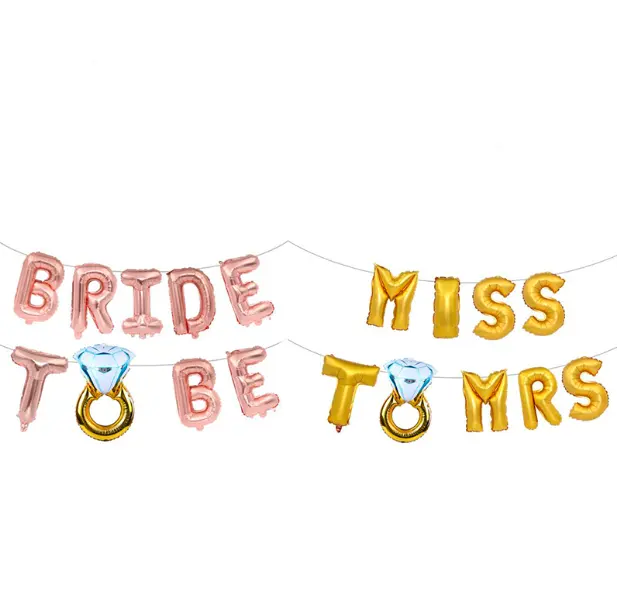ローズゴールドチームの花嫁/ミストゥミセスダイヤモンドリングフォイルバルーンキット結婚式のブライダルシャワーゲーム鶏の夜のパーティーの好意の装飾