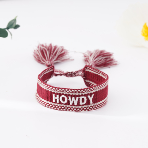 Bracelets personnalisés pour le jour du match, bracelet brodé ajustable Howdy, bracelet d'amitié tissé - Product Image 2