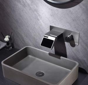 New Design Square Brass <b>Waterfall</b> Sensor Smart Digital Basin Mixer With Temperature Display for Bathroom Bathroom Digital - Product Image 1