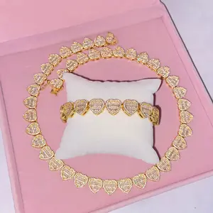 2022 Heart Shape CZ Heart Chain Popular Necklace Rapper Zirconia Bling Hiphop Jewelries
