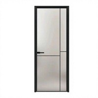 Porte de toilette intérieure moderne en alliage d'aluminium, à battant manuel, avec finition étanche, pour usage domestique, villa, hôtel