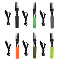 Ensemble de couverts de camping portables avec couteau à fourchette à sifflet d'urgence Paracord Survival Multitool