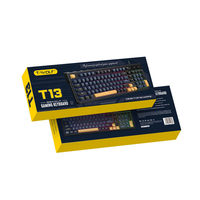 Teclado TWOLF T13 Negro Azul con Cable, Retroiluminación RGB Tricolor, Teclado para Juegos y Oficina, Periférico de Computadora para Windows