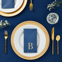 Feuille d'or initiale lettre B bleu monogramme serviettes en papier 3 plis sac fournitures de fête pour mariage anniversaire bébé douche
