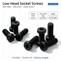 OEM/ODM DIN7984 DIN6912 ASME B18.3 Cl. Vis à tête hexagonale creuse 10.9 12.9 en acier au carbone noir avec filetage UNF, rondelles/écrous de fixation