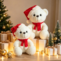 Nouvelle fourrure d'ours en peluche de Noël 25-30cm, ours blanc et brun non rembourré avec chapeau de Père Noël et écharpe pour la fabrication de peluches