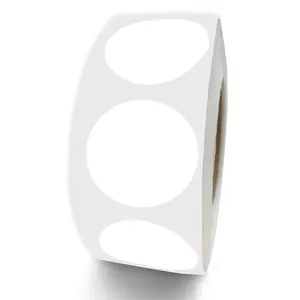 Etiquetas de forma redonda personalizadas Multicolor, rollo de papel adhesivo impermeable, impresión de pegatinas redondas
