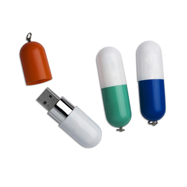 OEM Custom Logo USB Flash Drive in Pill Shape 4GB 8GB 16GB Capsule USB Stick 32GB USB 2.0 Interface for Medicine Storage