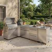 Modules de cuisine extérieure modulaires de style européen en acier inoxydable 304, pour cour et villa, sans formaldéhyde