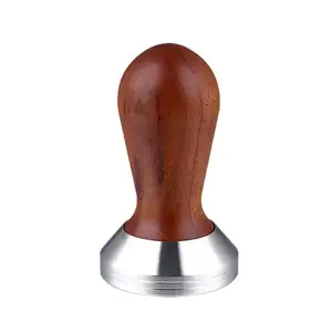 A Small Manual Pressing Coffee Distributor & Tamper 49mm 51 53mm 54mm 58 mm Flat Base Coffee Tampers Wooden With Wood Handle