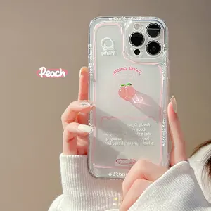 <span class=keywords><strong>Kawaii</strong></span> Cristal Pêche Doux Filles Transparent Téléphone étuis pour <span class=keywords><strong>iphone</strong></span> 14 13 11 12 Pro Max Xs Max XR X 7 8 14 Plus Mignon Couverture 16 - Product Image 1