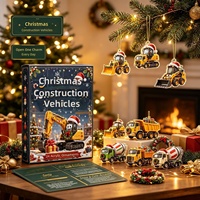 Calendrier de l'Avent Véhicules de Construction – Compte à rebours 24 Jours – Ornements Suspendus en Acrylique – Pendentif de Noël – Cadeau Surprise de Fêtes