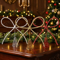 Nouvelle Décoration de Noël 2026 : Nœud Scintillant pour le Sommet du Sapin – Ornement de Printemps et Décoration de Fête Rouge, Or, Argent