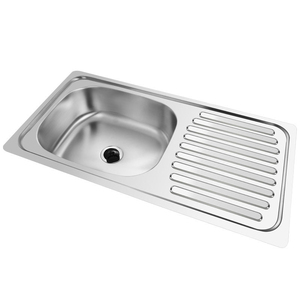 Fregadero compacto de acero inoxidable con desagüe curvo de un solo orificio para uso familiar en gabinetes estándar - Product Image 5