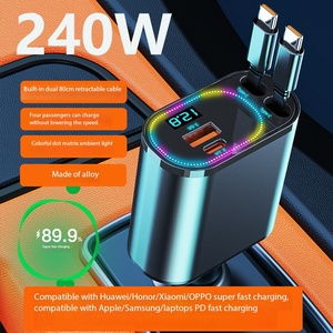 Cargador de Coche de 240 W con Carga Súper Rápida, Edición con Pantalla, Cable Dual Tipo C, Compatible con <span class=keywords><strong>Apple</strong></span> 15 - Product Image 2