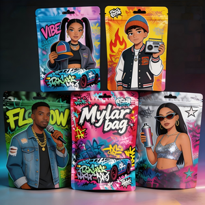 Bolsa Mylar de 3.5g 7g 14g 28g, Bolsa Holográfica con Cierre Hermético para Tabaco, Hierbas, Flores, Alimentos, a Prueba de Olores, con Impresión de Logotipo - Product Image 2
