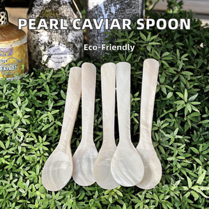 Cucchiaio in Madreperla Naturale 13cm con Logo Personalizzato, Manico Corto Ecologico, Raffinato Rosa Bianco Classico, Caffè Guangdong - Product Image 2