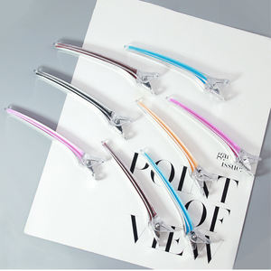 Pinces à cheveux <span class=keywords><strong>bec</strong></span> de canard en plastique transparent coloré, sans pli, sans couture, pour salon de beauté, avec logo personnalisé, pour barbier et coiffure - Product Image 6