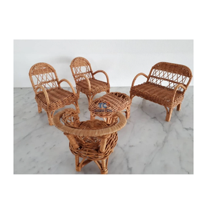 Meilleure vente Maison de poupée en rotin faite à la main Meubles de poupée en rotin Chaises de poupée en rotin pour enfants Fabriqué au Vietnam - Product Image 4