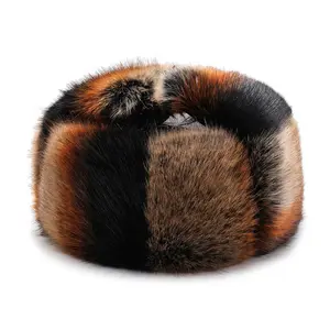 DDA653 Trendy Lei Feng Ski Trapper Caps Russian Earflap Warm Snow Bomber Hats Men Winter Thick Soft Faux Fox Fur Hats