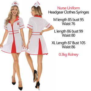 Costume da donna Sexy Cosplay da infermiera colletto con risvolto a manica corta con bottone in giù uniforme per Halloween e feste - Product Image 4