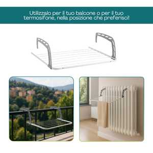 <b>Drying</b> <b>Rack</b> With Adjustable Arms 63x49x16.5 Cm For Radiator Balcony Heater - Product Image 4