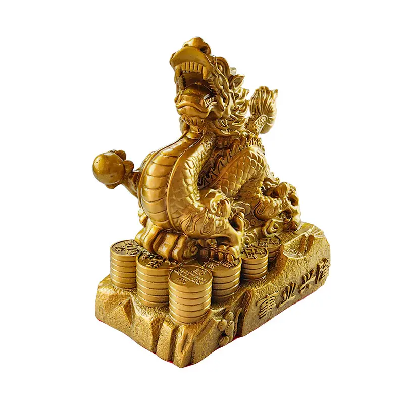 Factory customize fengshui products metal design crafts different size golden dragon brass ornaments