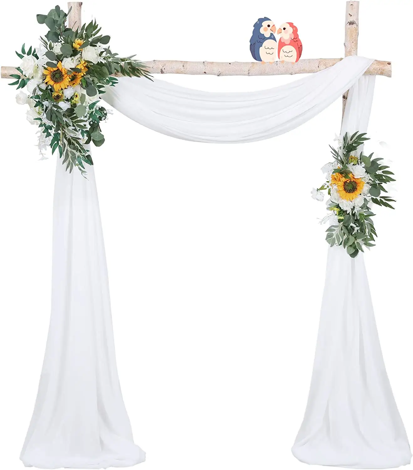 Wedding Arch Drapes White Sheer Backdrop Curtains Wedding Arch Draping Fabric Swag Decorations Wedding Ceremony 2 Panels Elegant