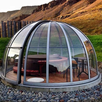 Prima personnalisé bulle extérieur dôme transparent glamping tentes avec lumière LED salle de bain luxe clair gonflable dôme maison