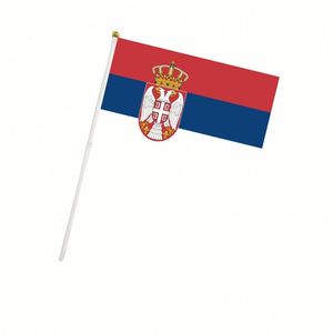 Football Events Serbia 14*21cm Hand Waving <b>Flag</b> Polyester Shaking <b>Flag</b> for Outdoor and Indoor Decor - Product Image 1