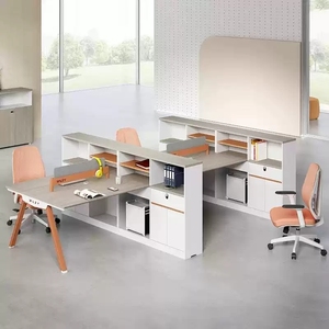 Escritorio Doble Moderno de Alta Gama con Amplio Espacio de Almacenamiento, Estructura Resistente, Fácil de Montar, Apto para Uso en Edificios de Oficinas - Product Image 1