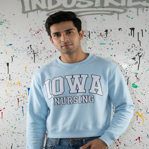 Sudadera con Capucha IOWA NURSING Azul Cielo, 100% Algodón, Apliques Bordados, Invierno, CLUSH SPORTS - Product Image 1