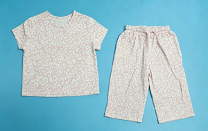 Ensemble de pyjama en bambou pour enfant, imprimé léopard, vêtements de détente pour fille, pyjama à manches courtes, tenue personnalisée pour enfant en 2 pièces, pyjamas pour enfant - Product Image 6