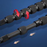 Tube télescopique en fibre de carbone, 5 sections, support de tente de camping, tige de support de auvent, poteau de tente pour tentes de camping en plein air